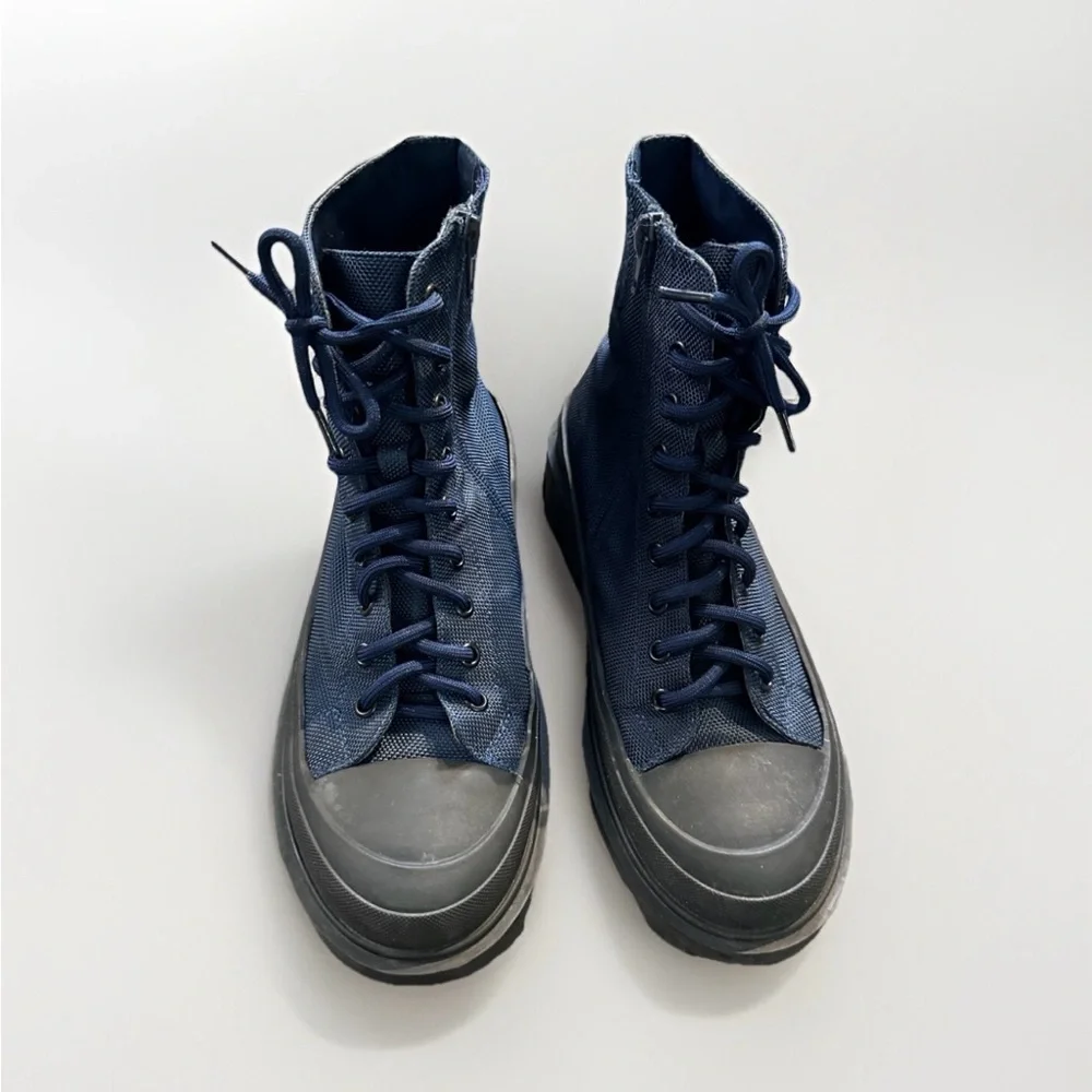 Jeffrey Campbell Women Hikes Blue Canvas Festival Platform Combat Boots size 8.5